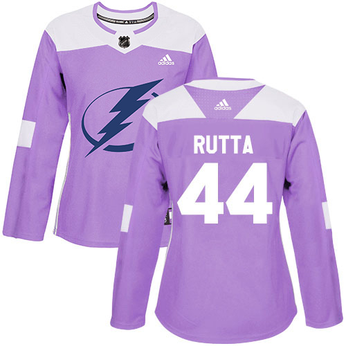 Adidas Tampa Bay Lightning 44 Jan Rutta Purple Authentic Fights Cancer Women Stitched NHL Jersey